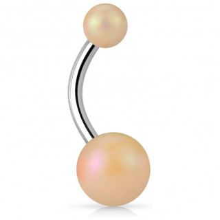 Piercing nombril à perles "pêche" mat