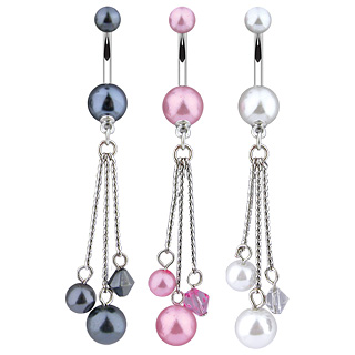 Piercing nombril à perles suspendues