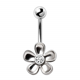 Piercing nombril petite fleur  pierre claire