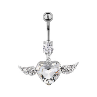 Piercing nombril pierre en forme de coeur aile