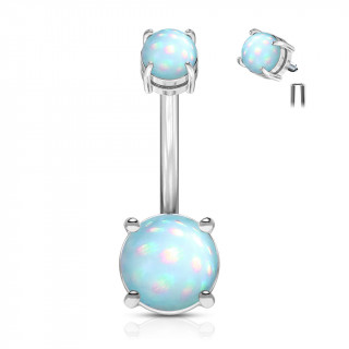 Piercing nombril  pierres d'poxy bleues (filetage interne)