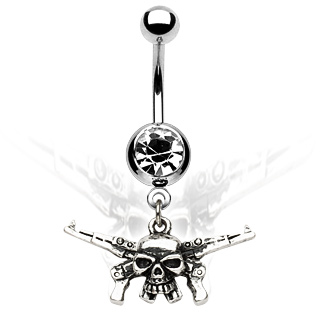 Piercing nombril Pistolets et t�te de mort