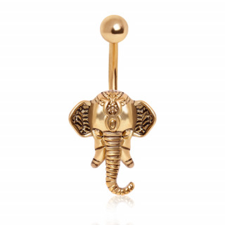 Piercing nombril plaqu or  tte d'lphant dcore