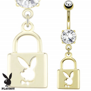 Piercing nombril plaqu or avec cadenas  silhouette de lapin Playboy