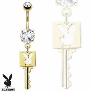 Piercing nombril plaqu or avec cl  silhouette de lapin Playboy