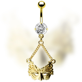 Piercing nombril plaqu� or masque de bal