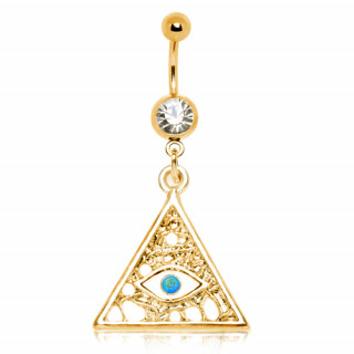 Piercing nombril plaqué or à pyramide illuminati