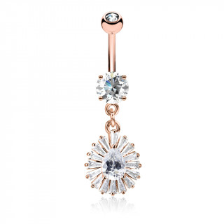 Piercing nombril plaqu or rose  mdaillon solaire