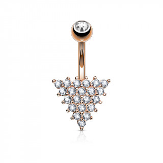 Piercing nombril plaqu or rose  triangle pav de strass