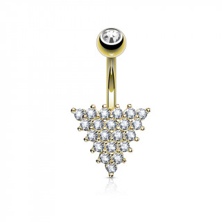 Piercing nombril plaqu or  triangle pav de strass