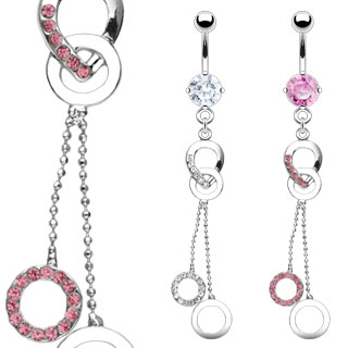 Piercing nombril pointe, cha�nes et cercles