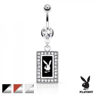 Piercing nombril portrait lapin Playboy  cadre gris argent