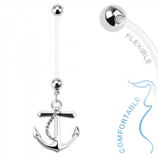 Piercing nombril pour femme enceinte avec ancre de marine