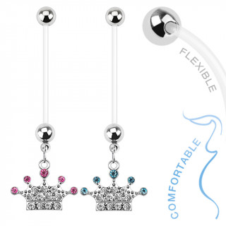 Piercing nombril pour femme enceinte avec couronne royale