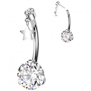 Piercing nombril push-in Titane  pendentif toile et zirconiums