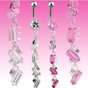Piercing nombril quadruple pendentif "SEXY"