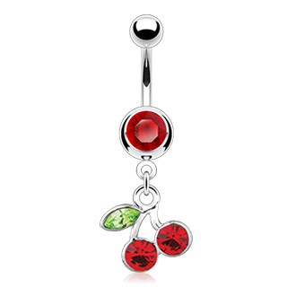 Piercing nombril queue et paire de cerises