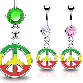 Piercing nombril Rasta Colored Peace