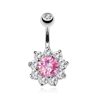 Piercing nombril reine des fleurs pave de pierres