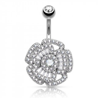 Piercing nombril reine des fleurs pavée de strass