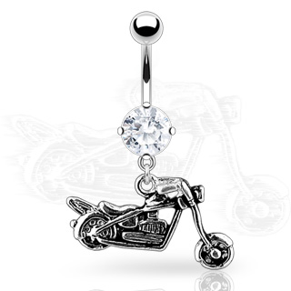 Piercing nombril rock moto biker