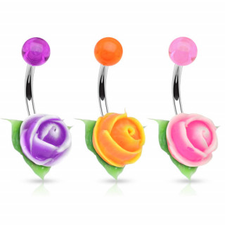 Piercing nombril rose silicone