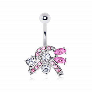 Piercing nombril ruban royal pav de strass