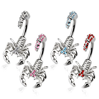 Piercing nombril scorpion serti en relief