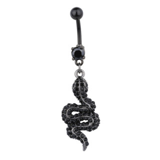 Piercing nombril serpent noir pav de pierres