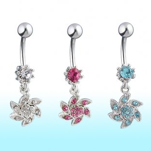 Piercing nombril soleil et fleur des vents