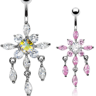 Piercing nombril soleil et pendentifs