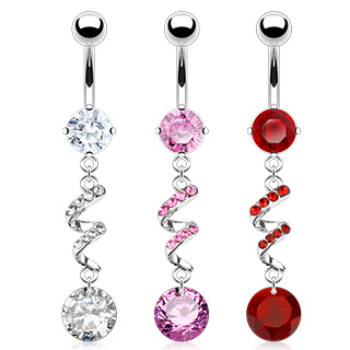 Piercing nombril spirale et pierre ronde