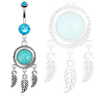 Piercing nombril style amrindien pige  rve avec turquoise