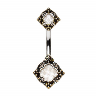 Piercing nombril style antique à embouts en losanges
