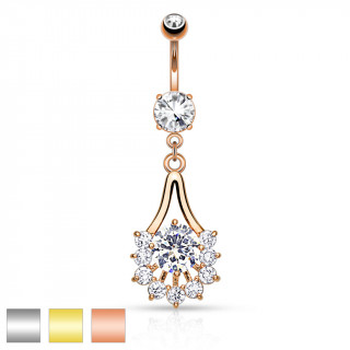 Piercing nombril style éventail avec strass