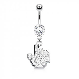 Piercing nombril style main "like"  strass clairs