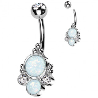Piercing nombril style miroir ancien perl  zirconiums et opales