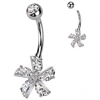 Piercing nombril style moulin  vent  zirconiums