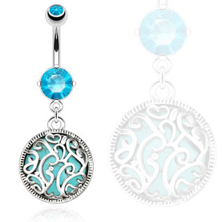 Piercing nombril style oriental  arabesques et turquoise