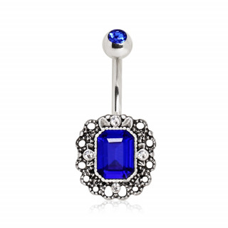 Piercing nombril style royal  zirconium bleu saphir