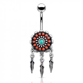 Piercing nombril style Tribal  plumes