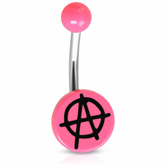 Piercing nombril à symbole "A" Anarchiste - Rose