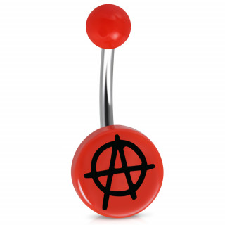 Piercing nombril  symbole "A" Anarchiste - Rouge