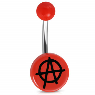 Piercing nombril à symbole "A" Anarchiste - Rouge