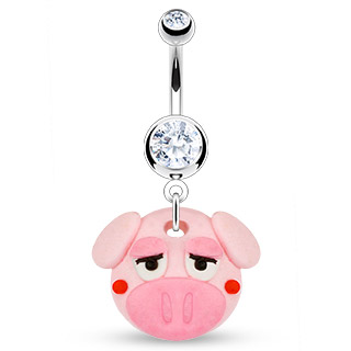 Piercing nombril tte de cochon en pate  fimo