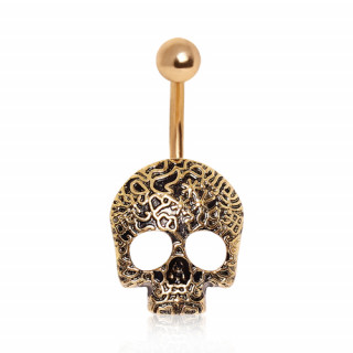 Piercing nombril tte de mort dore vintage