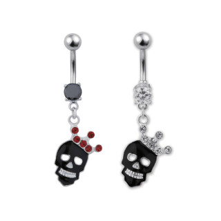 Piercing nombril tte de mort noire couronne