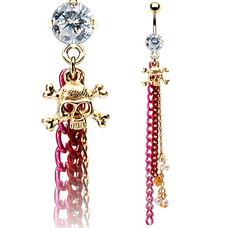 Piercing nombril t�te de mort pirate