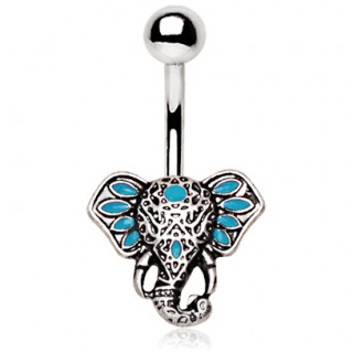 Piercing nombril tte d'lphant emaille bleu