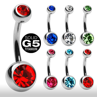 Piercing nombril titane boules serties